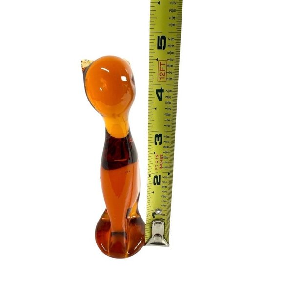 Vintage Amber Glass Cat Figurine 4.5" - Picture 6 of 6